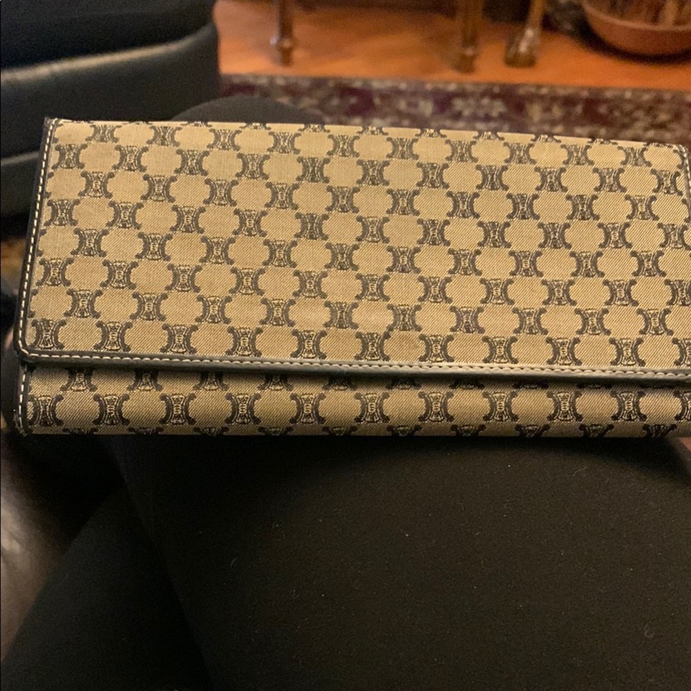 Celine Tan and Black Patterned Wallet